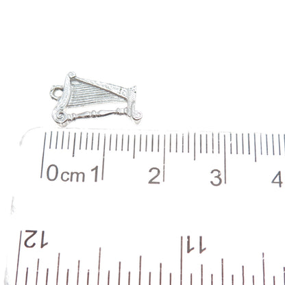 925 Sterling Silver Vintage Harp Music Instrument Minimalist Charm Pendant