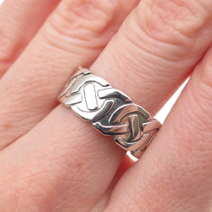 925 Sterling Silver Vintage Celtic Knot Band Ring Size 8.25