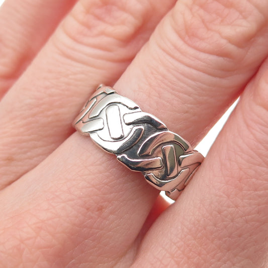 925 Sterling Silver Vintage Celtic Knot Band Ring Size 8.25