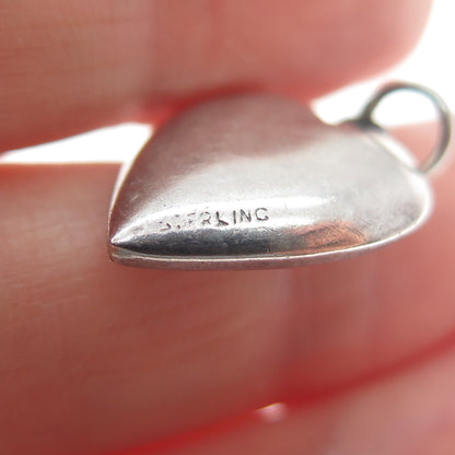 925 Sterling Silver Antique Art Deco US Flag Chatelaine Heart Minimalist Pendant
