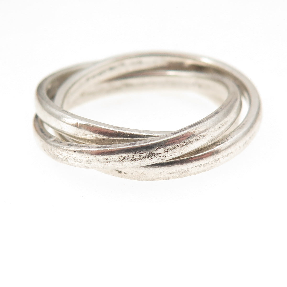 925 Sterling Silver Vintage Mexico Interlocked Trinity Band Ring Size 8.5