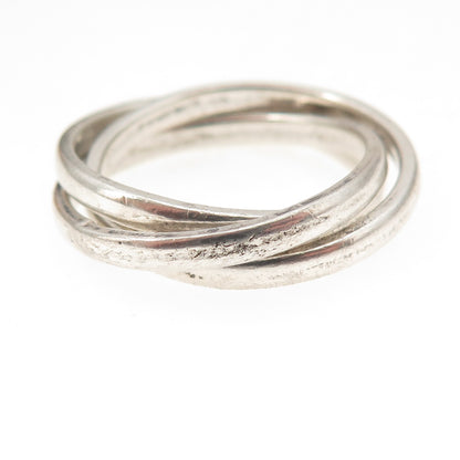 925 Sterling Silver Vintage Mexico Interlocked Trinity Band Ring Size 8.5