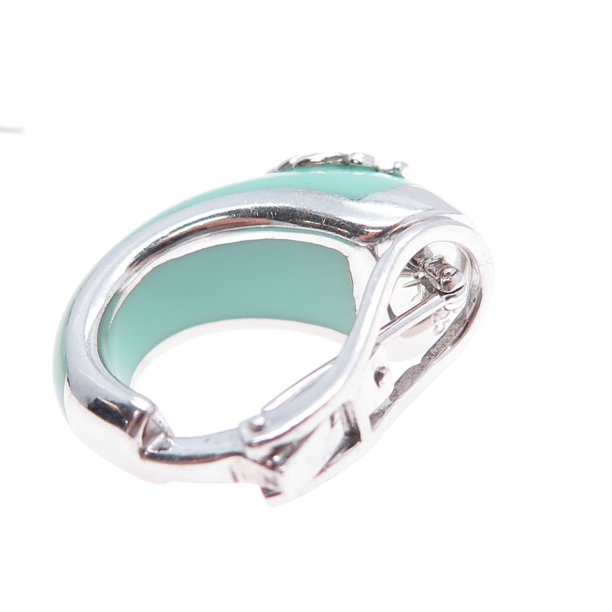 925 Sterling Silver Enamel Palm Omega Back & Clip On Earrings