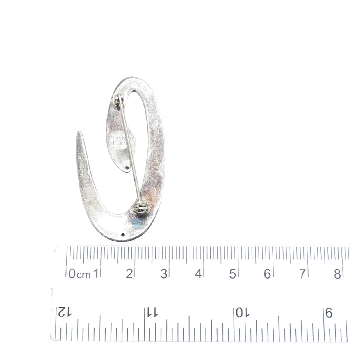 925 Sterling Silver Vintage Modernist Letter "C" Initial Oxidized Pin Brooch