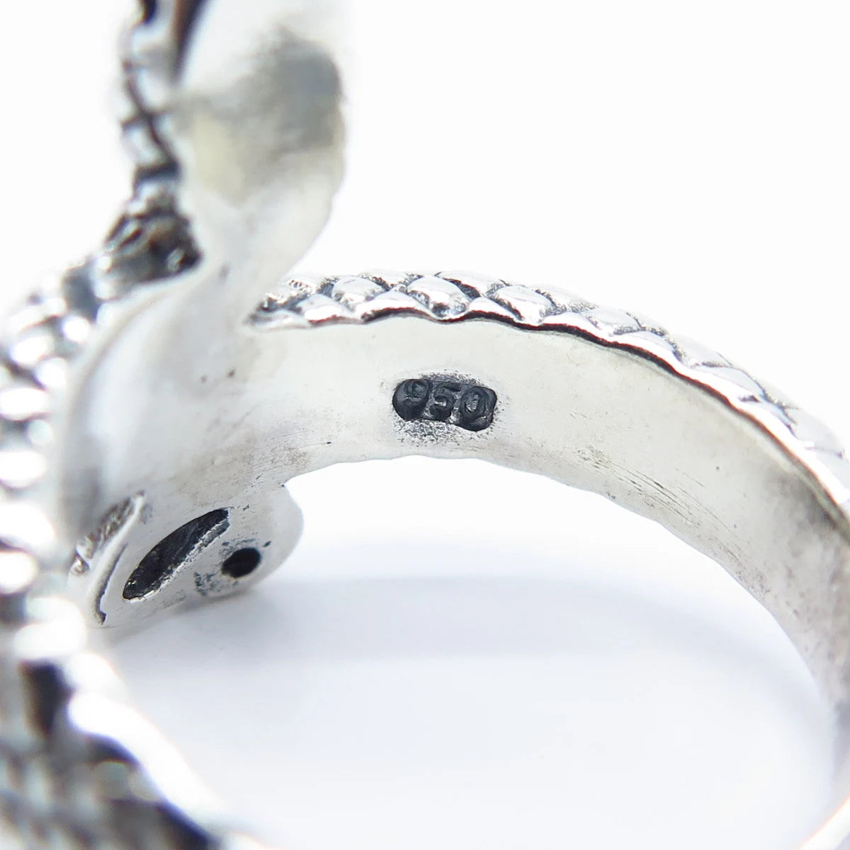 950 Silver Vintage Snake Ring Size 7.75