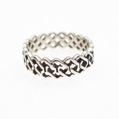 925 Sterling Silver Vintage Celtic Knot Oxidized Band Ring Size 5