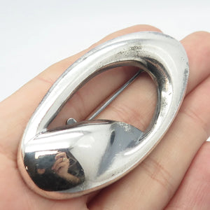 925 Sterling Silver Vintage Italy Modernist Oval Pin Brooch