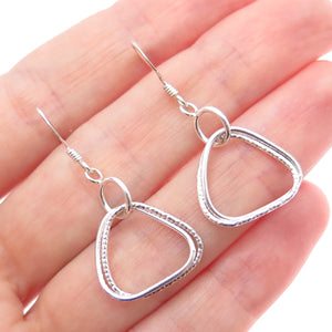 925 Sterling Silver Vintage Interlocked Triangle Dangle Earrings