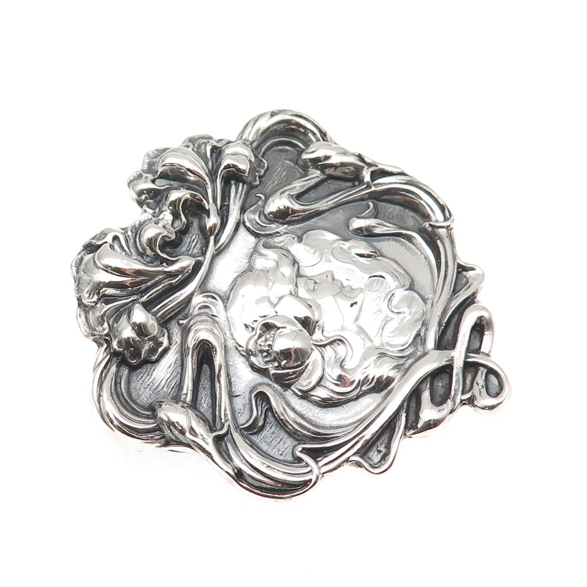 Metropolitan Museum of Art 925 Sterling Vintage Lady Oxidized Pin Brooch Pendant