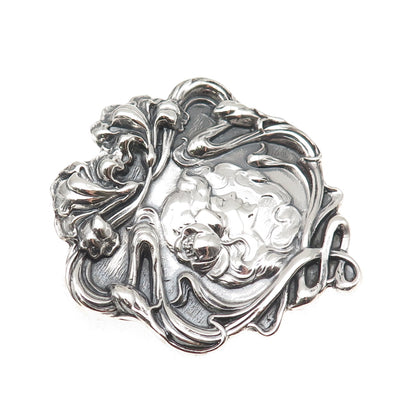 Metropolitan Museum of Art 925 Sterling Vintage Lady Oxidized Pin Brooch Pendant