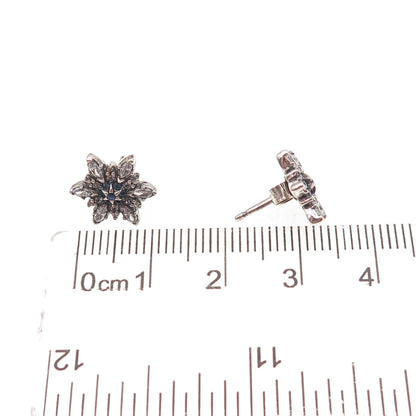 Pandora 925 Sterling Silver Blue & White C Z Snowflake Stud Earrings