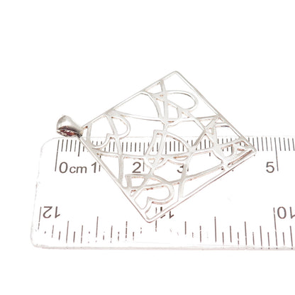 925 Sterling Silver Vintage Italy Heart Spider Web Charm Pendant