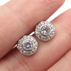 925 Sterling Silver Round-Cut C Z Sparkle Stud Earrings