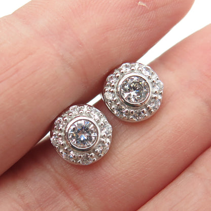925 Sterling Silver Round-Cut C Z Sparkle Stud Earrings