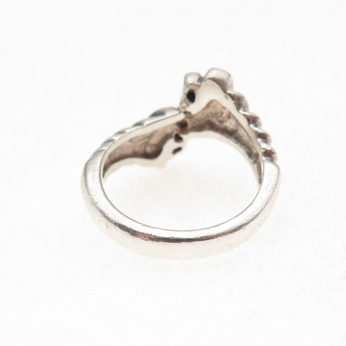 925 Sterling Silver 14K Gold Vintage Round-Cut C Z Modernist Ring Size 6