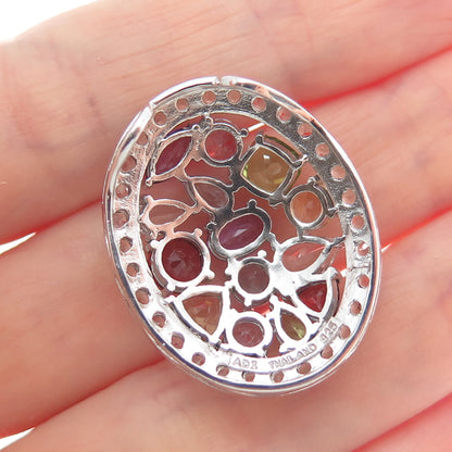 925 Sterling Real Amethyst Blue White Topaz Citrine Peridot Garnet Slide Pendant