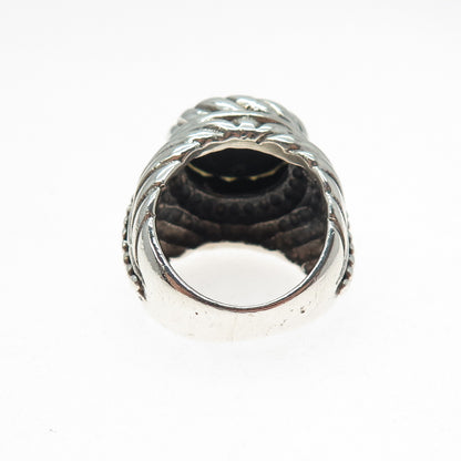 925 Sterling Silver Vintage Real Black Onyx Beaded Ring Size 6.75