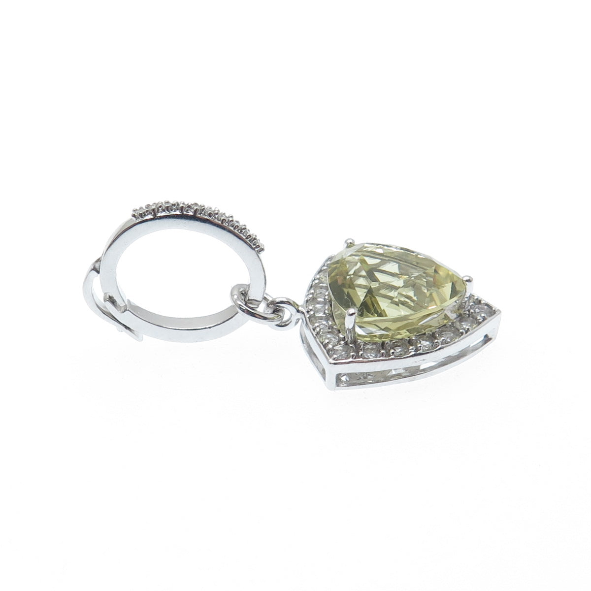 FADI 925 Sterling Silver Real Diamond White Topaz & Citrine Charm Pendant