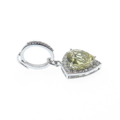 FADI 925 Sterling Silver Real Diamond White Topaz & Citrine Charm Pendant