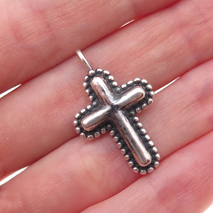 Or Paz PZ 925 Sterling Silver Vintage Israel Cross Oxidized Charm Pendant