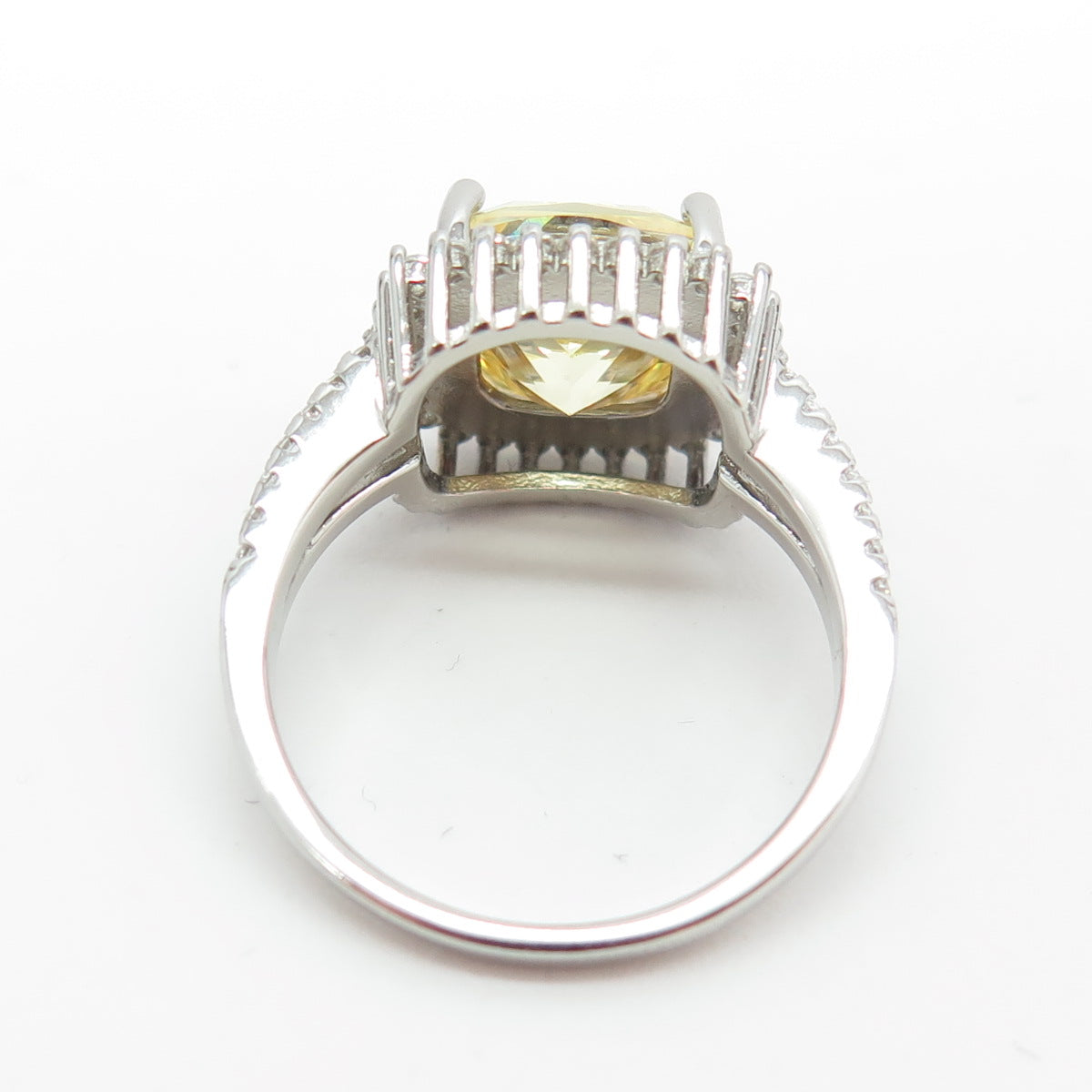 925 Sterling Silver White & Yellow C Z Ring Size 7.25