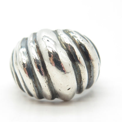 925 Sterling Silver Vintage Mexico Ribbed Ring Size 7.25