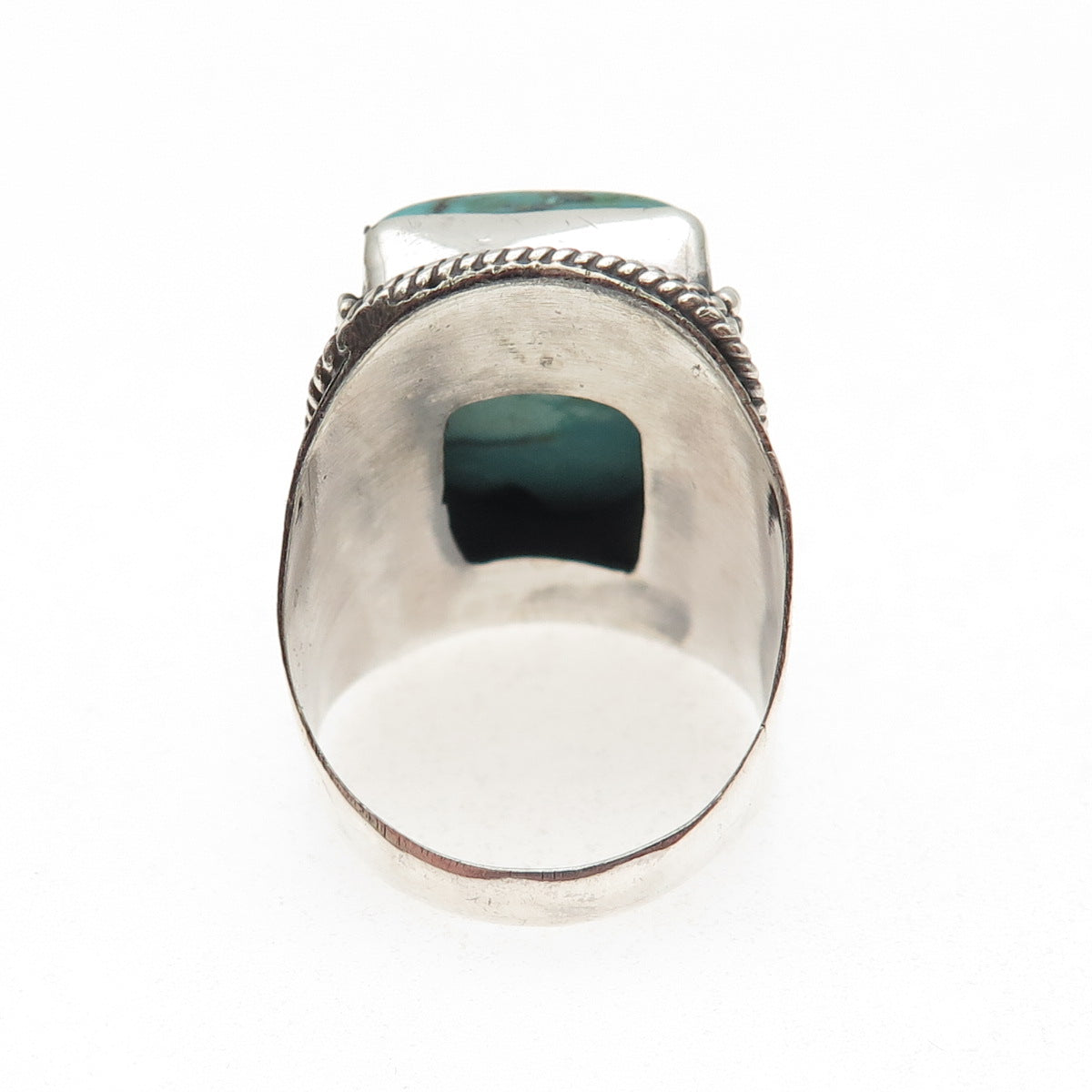 925 Sterling Silver Vintage Real Kingman Turquoise Oxidized Ring Size 10