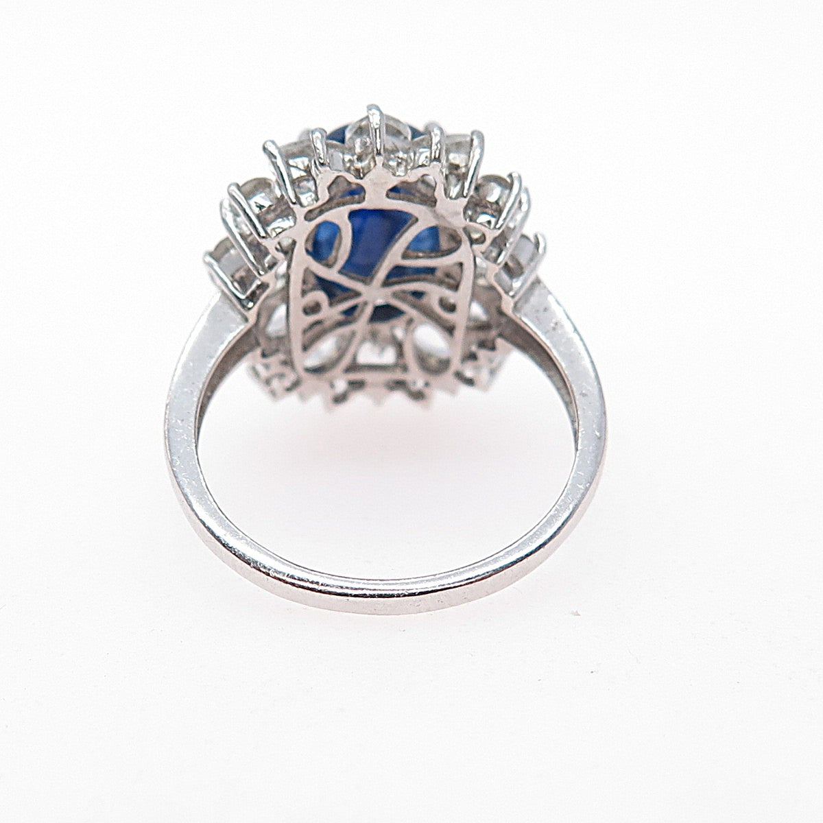 925 Sterling Silver Real Sapphire & White Topaz Bohemian Ring Size 7