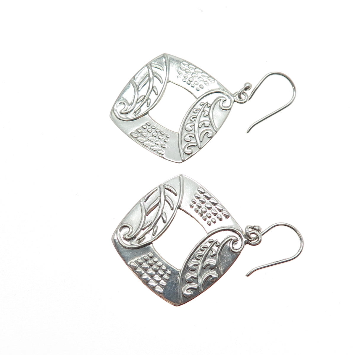 NINOS CHAMMO 925 Sterling Silver Vintage Mexico Modernist Dangle Earrings