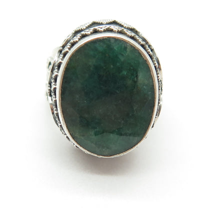 925 Sterling Silver Vintage Real Zoisite Ruby Granulated Swirl Ring Size 6