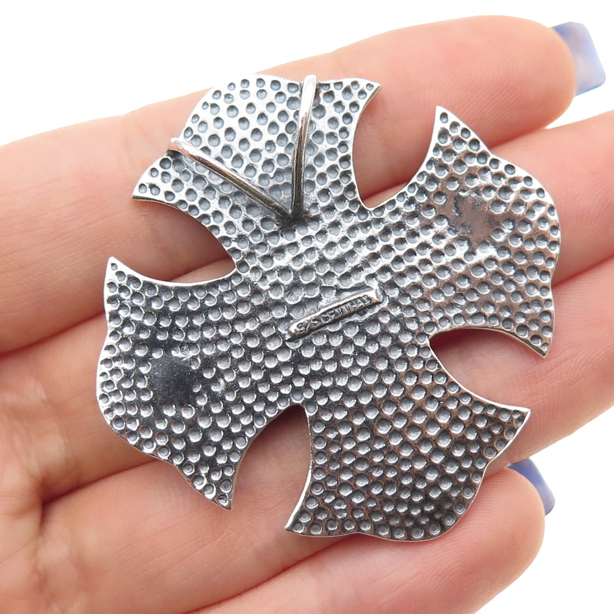 CFJ Collins Fine Sterling Silver Vintage Granulated Cross Oxidized Slide Pendant