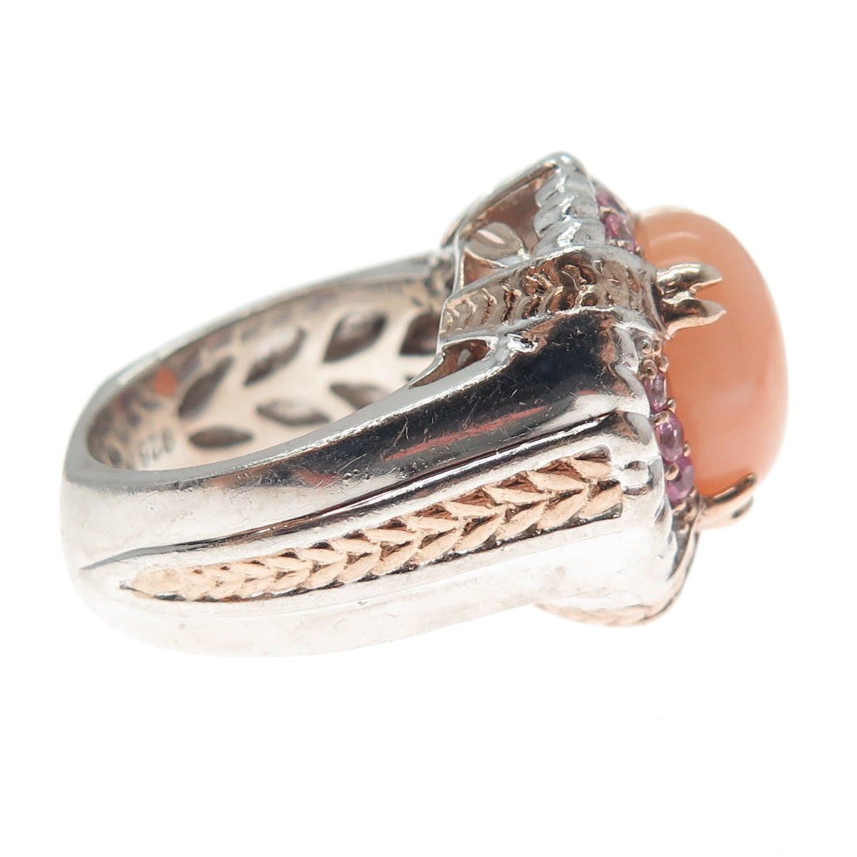 MICHAEL VALITUTTI Gems En Vogue Sterling Peach Jade Pink Sapphire Ring Size 5.25
