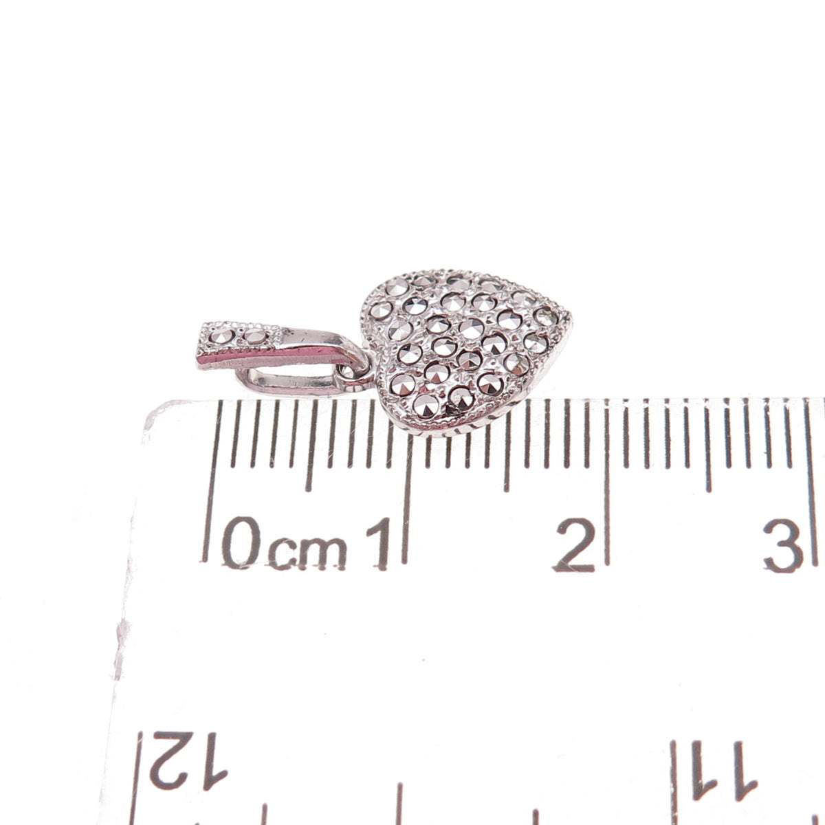 Theda 925 Sterling Silver Antique Art Deco Real Marcasite Heart Charm Pendant