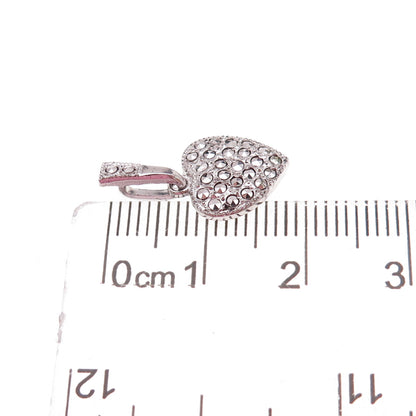 Theda 925 Sterling Silver Antique Art Deco Real Marcasite Heart Charm Pendant