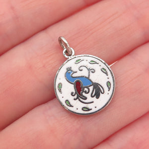 FRENCH & FRANKLIN 925 Sterling Silver Vintage Enamel Dutch Hex Sign Mini Pendant