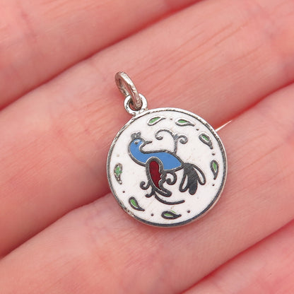 FRENCH & FRANKLIN 925 Sterling Silver Vintage Enamel Dutch Hex Sign Mini Pendant