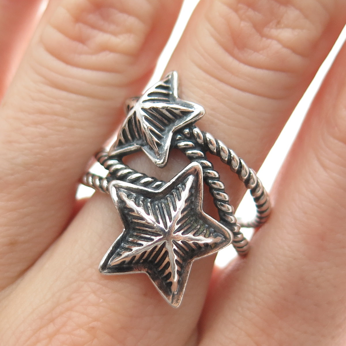 CAROLYN POLLACK AMERICAN WEST 925 Sterling Vintage Star Oxidized Ring Size 10.25