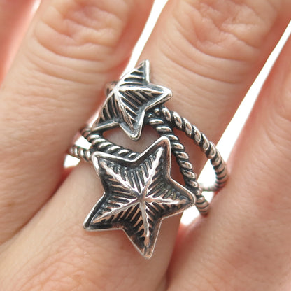 CAROLYN POLLACK AMERICAN WEST 925 Sterling Vintage Star Oxidized Ring Size 10.25