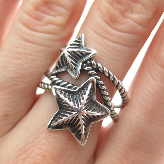 CAROLYN POLLACK AMERICAN WEST 925 Sterling Vintage Star Oxidized Ring Size 10.25