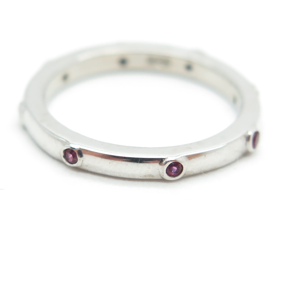 925 Sterling Silver Lab-Created Pink Sapphire Stackable Band Ring Size 4.75