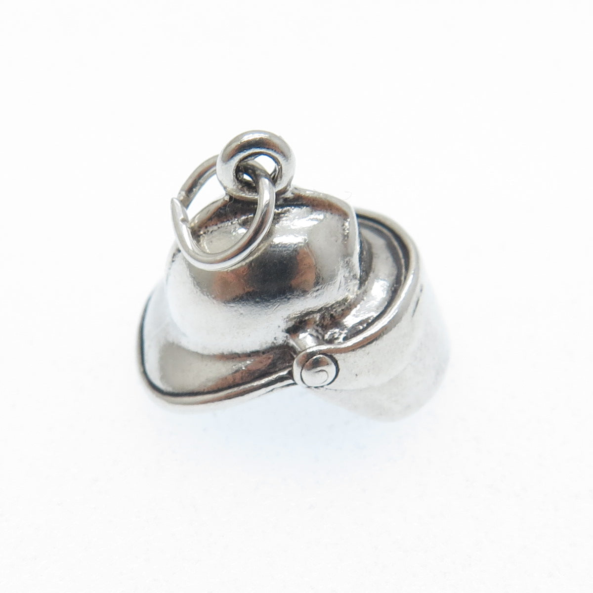 SUNWEST 925 Sterling Silver Vintage Fireman Helmet Minimalist 3D Charm Pendant