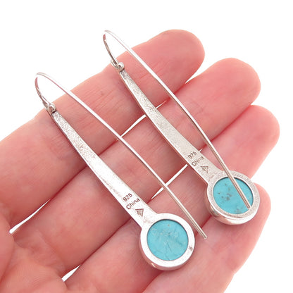 Silpada 925 Sterling Silver Vintage Real Turquoise Swan Dive Hammered Earrings