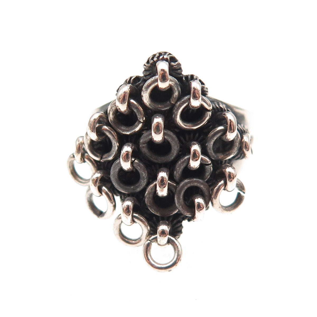 830 Silver Vintage IF Scandinavia Modernist Cannetille Oxidized Ring Size 4.75