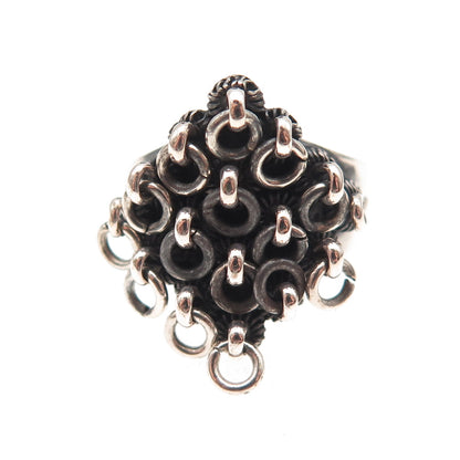 830 Silver Vintage IF Scandinavia Modernist Cannetille Oxidized Ring Size 4.75
