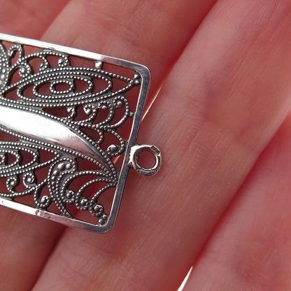 925 Sterling Silver Antique Art Deco Filigree Bracelet 7.75" (missing lock)
