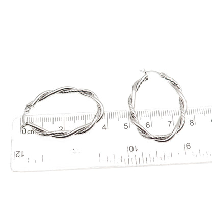 925 Sterling Silver Twisted Hoop Earrings