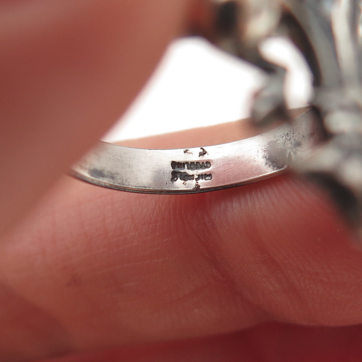 Michele 925 Sterling Silver Vintage Fleur de Lis Oxidized Ring Size 6.75