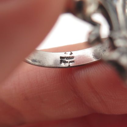 Michele 925 Sterling Silver Vintage Fleur de Lis Oxidized Ring Size 6.75