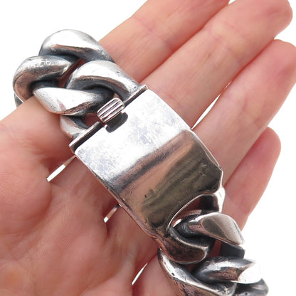 925 Sterling Silver Vintage Mexico Heavy 261.0g Cuban Link Bracelet 8.5"