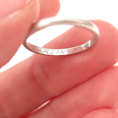 Platinum Antique Art Deco Stackable Engraved Wedding Band Ring Size 5.25